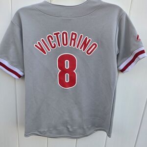 Philadelphia Phillies Shane Victorino Majestic Gray Baseball Youth Jersey SZ M